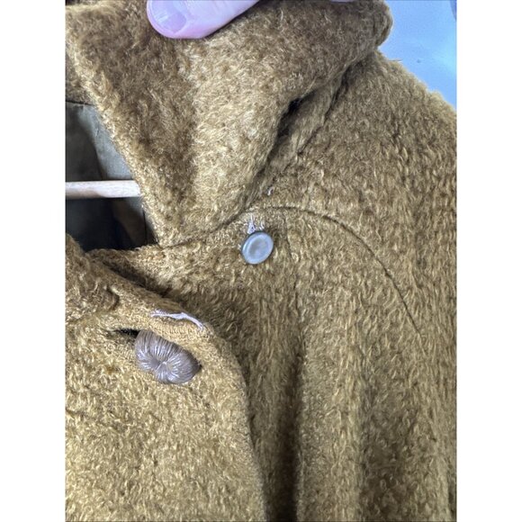 Vintage 1960s Mayfair Garment Montreal Bouclé Wool Coat Brown XL Mid Century - Picture 7 of 10